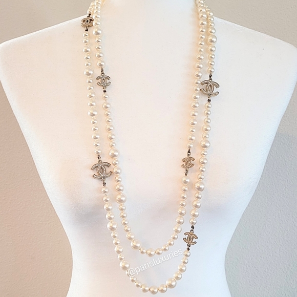🚫SOLD🚫 CHANEL Rare Extra Long Double White Pearl - Picture 9 of 11